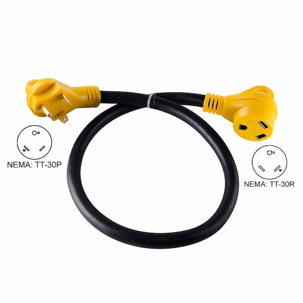 Superior Electric Plug Adapter, TT-30R, TT-30P, 25 ft., Black/Yellow RVA1527 - main